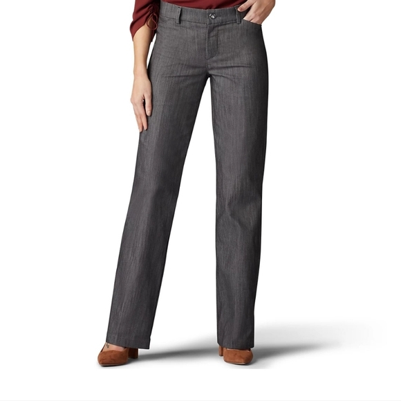 Lee Pants - WOMEN’S FLEX MOTION REGULAR FIT TROUSER PANT IN CARBON RINSE